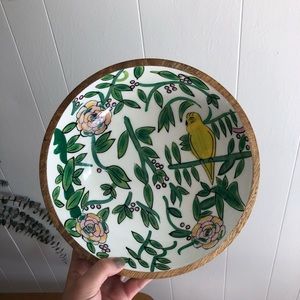 Bohemian bird wood shell like bowl